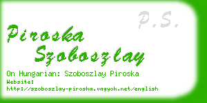 piroska szoboszlay business card